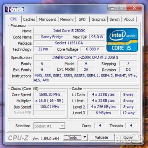 Процесор Intel i5-2500K LGA 1155 с отключен множител, снимка 2 - Процесори - 45334669