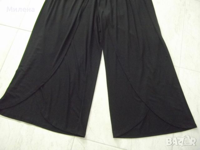 Елегантен широк дамски панталон*черен*пролет-лято*Размер 52-54, снимка 2 - Панталони - 45176875