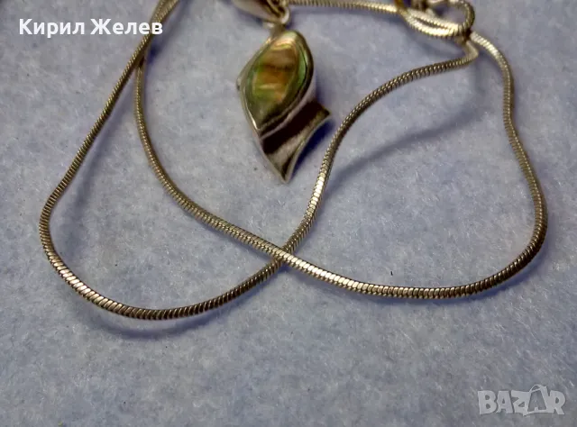 НЕЖНО СРЕБЪРНО ЛАНЧЕ КОЛИЕ със СРЕБЪРЕН ПЕНДАНТ СРЕБРО 925 с КРАСИВ КРАЛСКИ СЕДЕФ 49759, снимка 9 - Колиета, медальони, синджири - 50191643