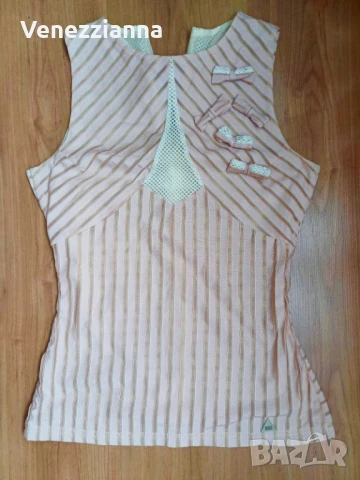 ALESSA Alesa Алесса ТОП в цвят ПУДРА р-р S, снимка 3 - Потници - 50749219