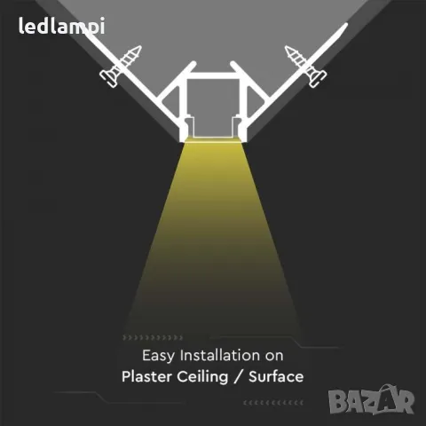 Алуминиев Профил За Вграждане Външен Ъгъл 2000x50.12x22.34mm MILKY, снимка 3 - Лед осветление - 50303537