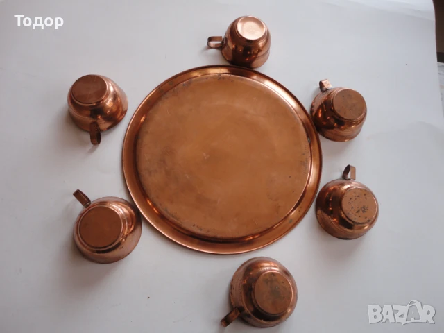 Невероятен меден бакърен сервиз чаши чаша с поднос , снимка 4 - Сервизи - 50473343