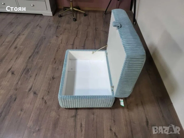 Синя табуретка от плат с функция ракла, снимка 6 - Дивани и мека мебел - 51956085