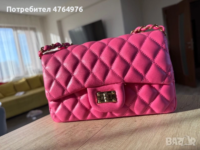 Розова капитонирана чанта, снимка 3 - Чанти - 53835050