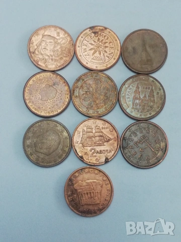 лот от 2 евро цент различни държави