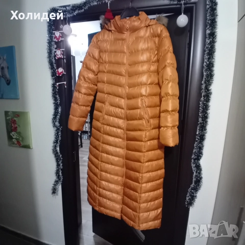 Дълго яке с вата,цвят горчица