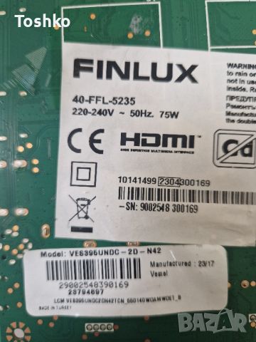 FINLUX 40-FFL-5235 17MB181TC 17IPS62 VES395UNDC-2D-N42, снимка 2 - Части и Платки - 45637882