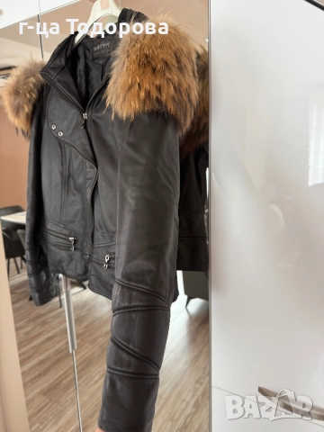 Дамско кожено яке.Естествена агнешка кожа с лисица, снимка 4 - Якета - 52209791