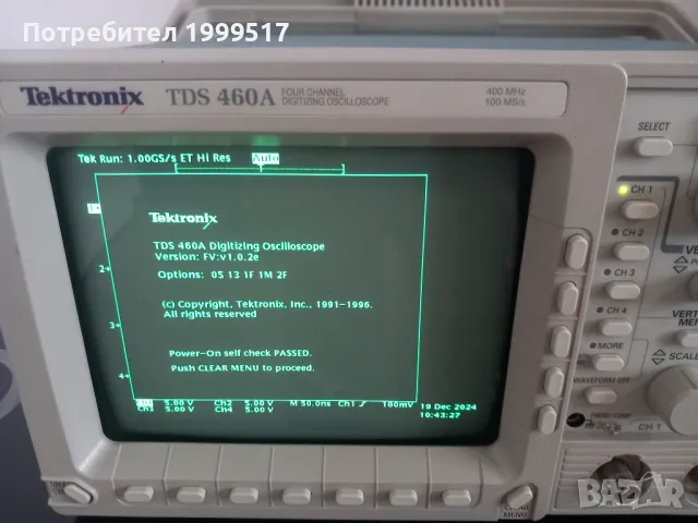 Осцилоскоп Тектроникс TDS 460a 400MHz 4канален, снимка 2 - Друга електроника - 48744315