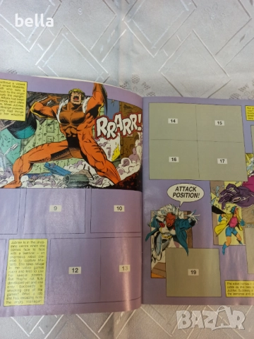Винтидж албум за анимационни стикери Panini Marvel Comics X-Men от 1994 г.нов не е попълван, снимка 6 - Антикварни и старинни предмети - 51778560