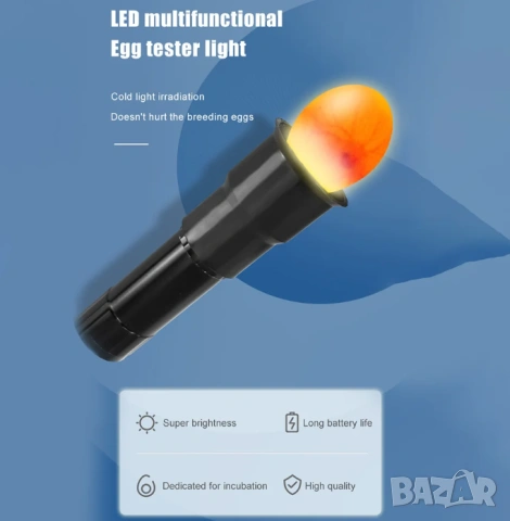 LED Лампа Тестер за Яйца Детектор Светлинен Овоскоп за Инкубатор на Пилета Фенерче за Излюпване Тест, снимка 2 - Градинска техника - 53875426
