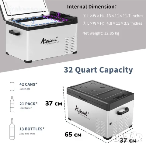 30L Преносим компресорен хладилник фризер 12V 24V 220V, снимка 2 - Аксесоари и консумативи - 49319150