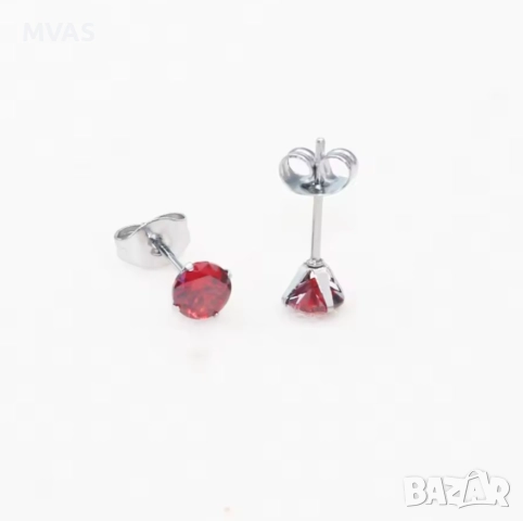 Нови малки червени обеци, снимка 3 - Обеци - 52777617