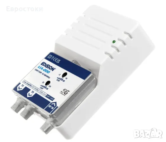 Линеен усилвател EDISION LIA-200, UHF/VHF, 12-24db, 104dBmV, 47-694Mhz, подходящ за кабелна телевизи, снимка 2 - Приемници и антени - 48650975