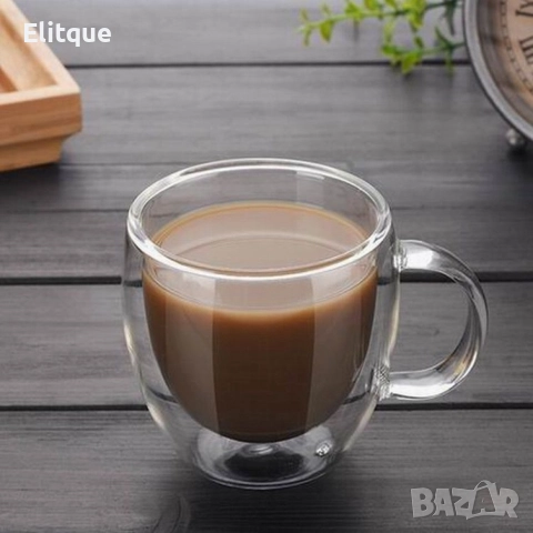 Стъклена чаша за кафе с двойно дъно 200ml, снимка 3 - Чаши - 52862846