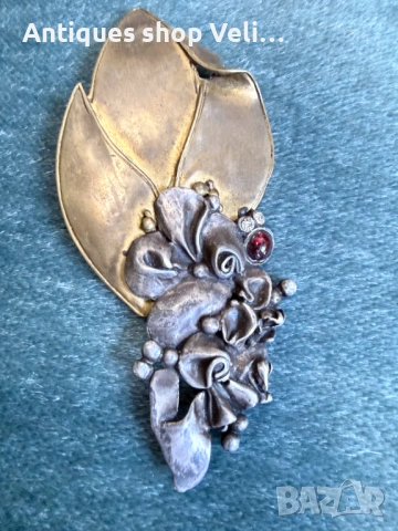 Масивна брошка сребро и бронз №8016 