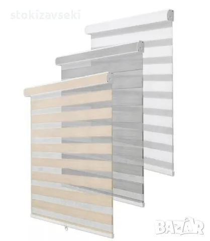 Щори ECD  Ролетни, Текстилни, Двойни, Без пробиване, Включен монтажен материал, Бял,Сив ,Бежов, снимка 1