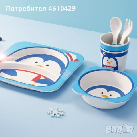 Детски комплект за хранене 5 части Cheffinger – чиния, купичка, чаша, лъжица и вилица, снимка 2 - Други - 53214326