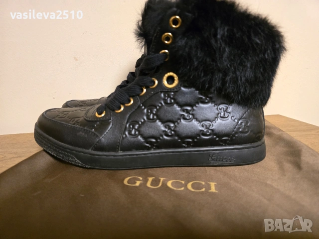 Gucci дамски кецове от естествена кожа и естествен косъм , снимка 5 - Кецове - 53893006