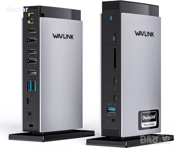 WAVLINK USB C докинг станция с 3 HDMI, 15 в 1, 5 USB порта, 2DP, 1Gbps, снимка 1 - Кабели и адаптери - 46446855