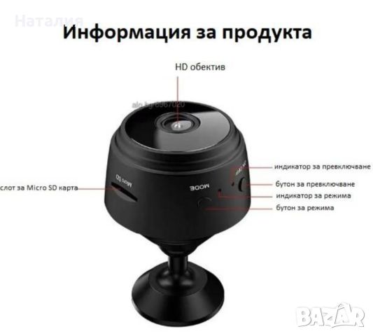 A9 мини WiFi HD 1080p камера за онлайн видеонаблюдение и запис, снимка 6 - Камери - 46347981