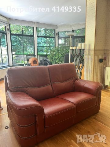 Кожен диван и фотьойл, снимка 1 - Дивани и мека мебел - 46443794
