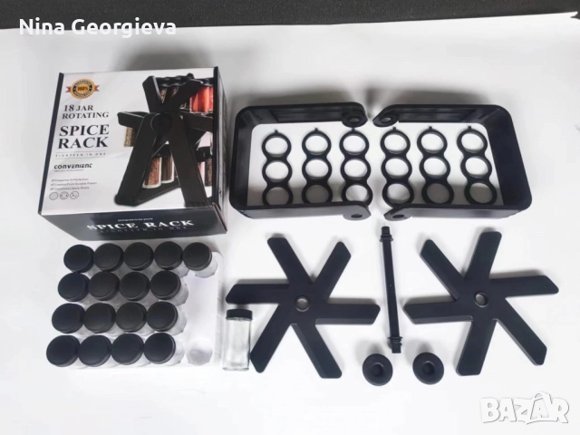 Стилен въртящ се органайзер за подправки,стъклени бурканчета,18 части, снимка 8 - Аксесоари за кухня - 51967264
