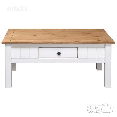 vidaXL Кафе маса, бяла, 100x60x45 см, бор масив, Panama Range（SKU:282684）, снимка 4 - Маси - 48441694