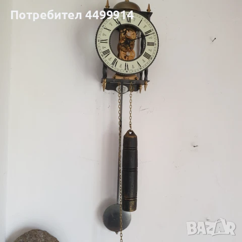 Стенен часовник Hermle,задвижван от тежести, ковано желязо, снимка 5 - Антикварни и старинни предмети - 51244645
