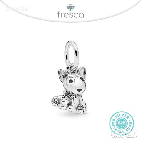 Талисман Fresca по модел тип Пандора сребро 925 Pandora Bull Terrier Puppy Dog Dangle Charm, снимка 1 - Гривни - 39106981