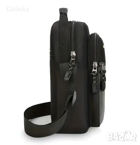 Компактна, Елегантна и Стилна Мъжка универсална черна чанта с презрамки!, снимка 10 - Чанти - 50222812