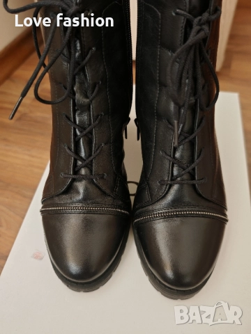 Черни боти от естествена кожа , снимка 4 - Дамски боти - 51474122