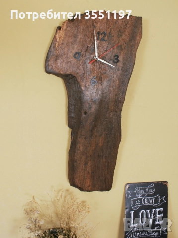 Стенен часовник от стара греда., снимка 4 - Стенни часовници - 52282507