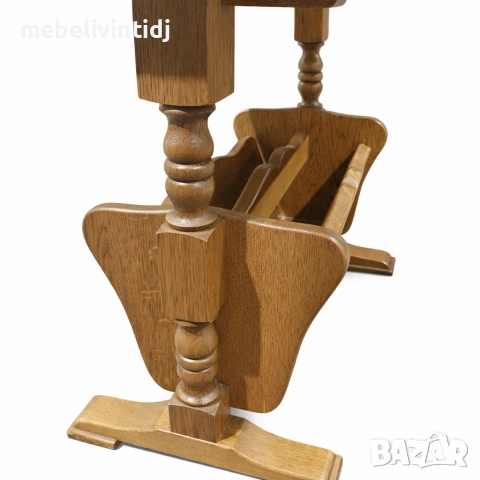 Практична дървена масичка с вградена поставка за вестници, снимка 4 - Шкафове - 53645842