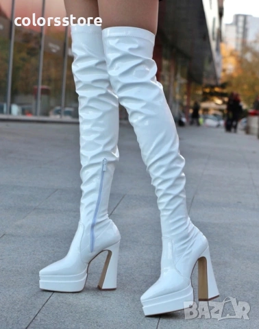 Чизми на ток - бял лак - YSV2 