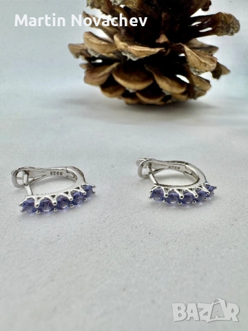 Сребърни обеци с Танзанит, снимка 8 - Обеци - 54118174
