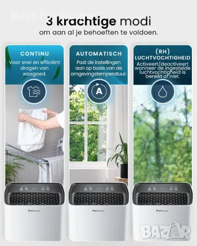 Влагоабсорбатор с дисплей за влажност,  източване на вода  и таймер  Pro Breeze, снимка 4 - Влагоабсорбатори и влагоуловители - 50324980