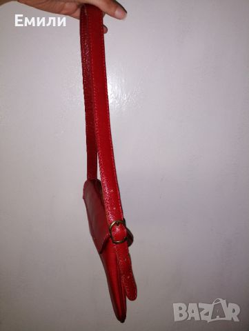 Малка дамска чанта от естествена кожа в червен цвят, снимка 17 - Чанти - 45113863