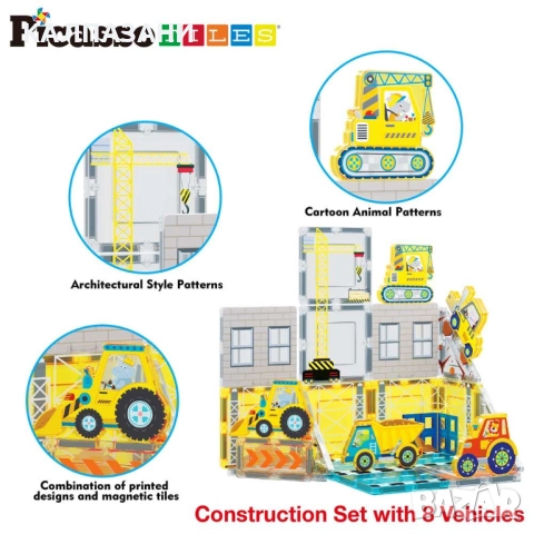 Picasso STEAM Магнитен конструктор Строителна площадка 26 части PTQ21, снимка 3 - Конструктори - 52090198