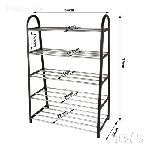 Рафт органайзер за обувки на 5 нива, поставка до входна врата за обувки, снимка 4 - Етажерки - 48691103