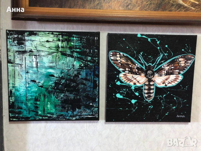 Авторска абстрактна картина молец, снимка 3 - Картини - 53606421