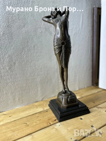 Голяма бронзова статуетка „Пробуждане“ (Reveil) от Филип Волферс (Philippe Wolfers) – 42 см, 3.5 кг, снимка 2 - Антикварни и старинни предмети - 53986269