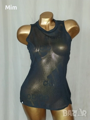 ADIDAS Черен потник мрежа с щампи лого , снимка 3 - Потници - 51460705