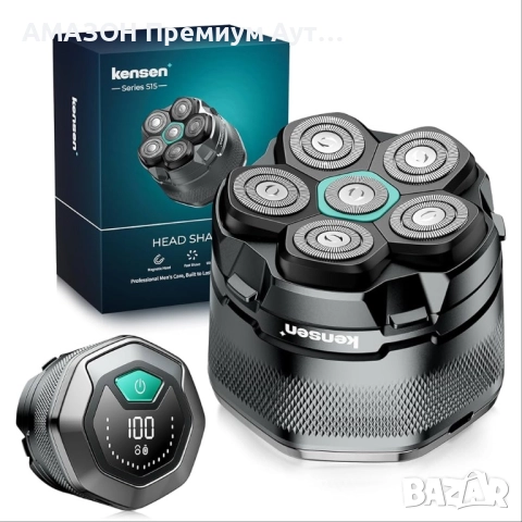 KENSEN 6D самобръсначка за глава и лице/магнитна глава/LED дисплей/160 мин работа/IPX6 водоустойчива