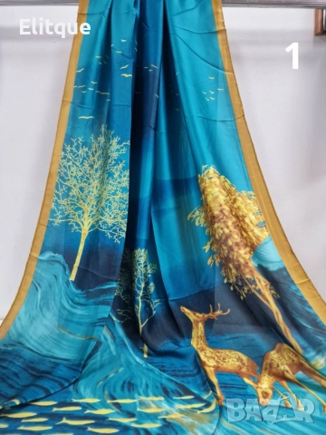 Дамски красив сатенен шал 1.80х0.90см, снимка 2 - Шалове - 52895458