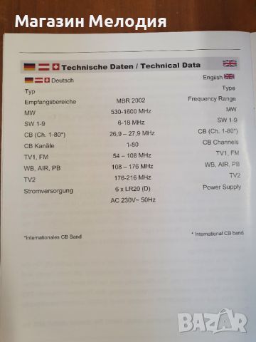 Multiband radio / Радио Wetekom MBR 2002  В отлично техническо и визуално състояние. С кашон и книжк, снимка 12 - Радиокасетофони, транзистори - 45650632