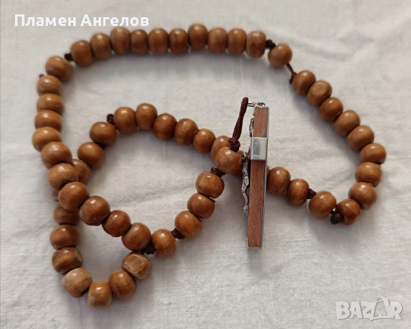 Стара молитвена броеница от дървени мъниста , снимка 6 - Антикварни и старинни предмети - 53751974