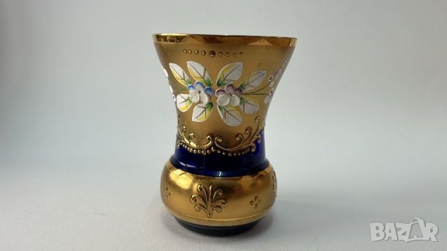 Кристална ваза Bohemia с позлата, снимка 1 - Вази - 46439478