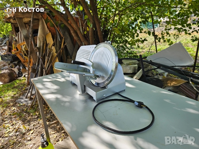 Колбасорезачка професионална за рязане на сухи мезета със нож ф-30см., снимка 2 - Обзавеждане на кухня - 52179055