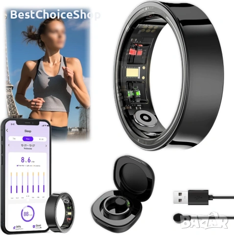 Lizzbeoal Умен пръстен за мъже и жени, фитнес тракер, здраве, пулс, кислород в кръвта, тракер за сън